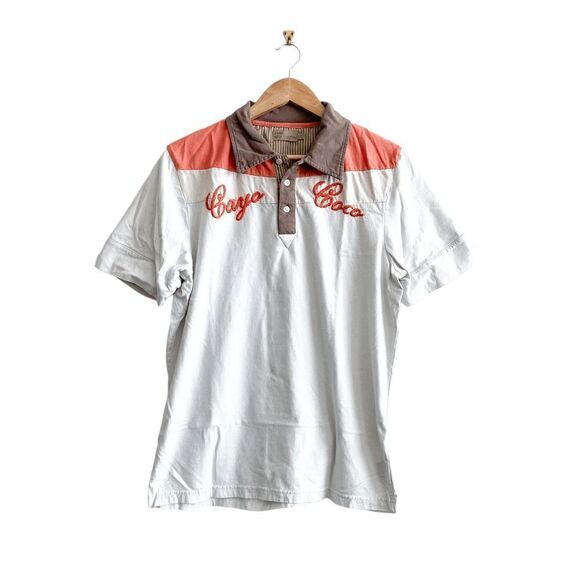 Industry Other - Industry Mens Collared Polo Shirt Cotton Short Sleeve White Orange Size Medium